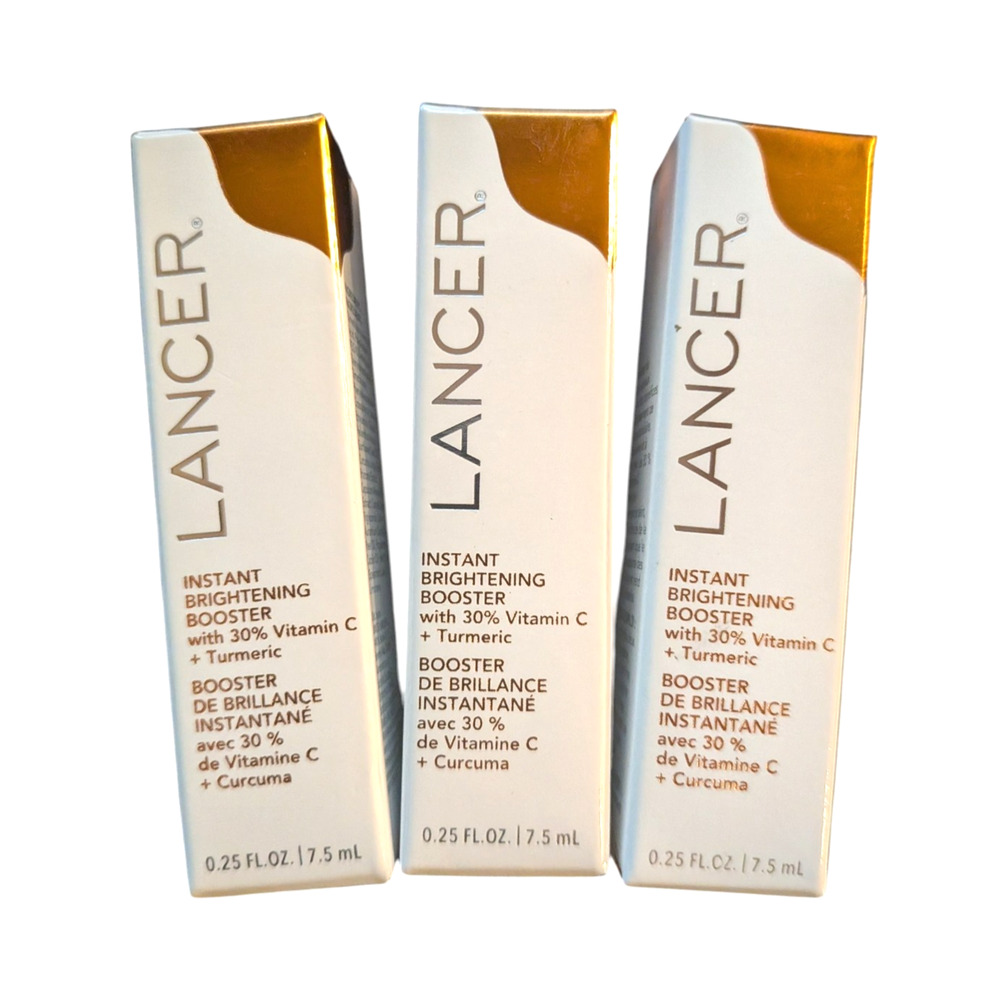 3x Lancer Instant Brightening Booster with 30% VIitamin C + Turmeric 7.5 ml Each
